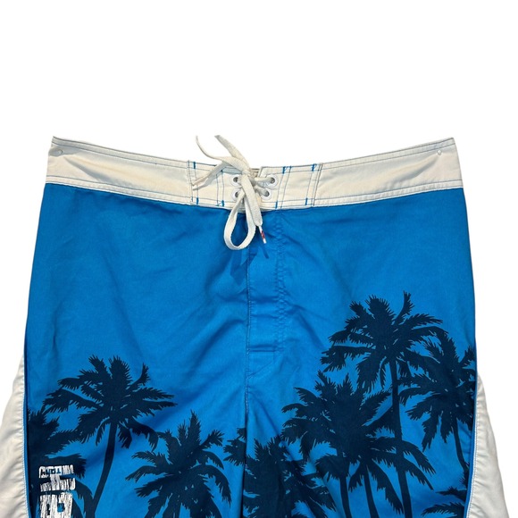 Tony Hawk Board Shorts Blue Black Palm Tree Print‎ Swim Trunks 10"  Mens Size 34 - Picture 7 of 7